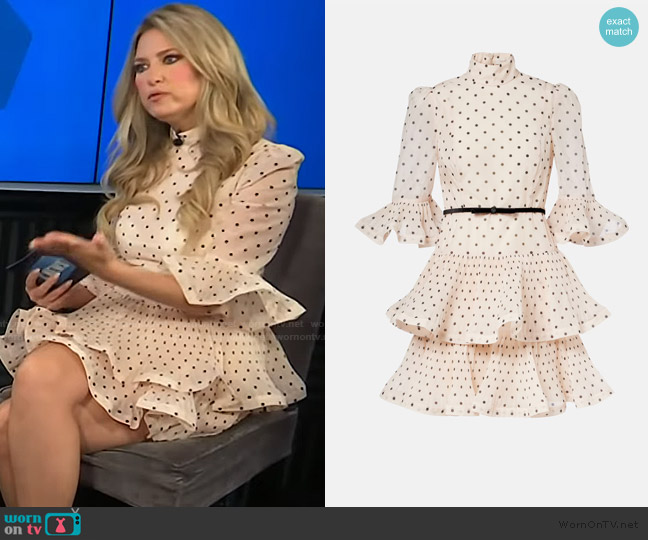 Zimmermann Pleated Sleeved Mini Dress worn by Nikki Novak on E! News