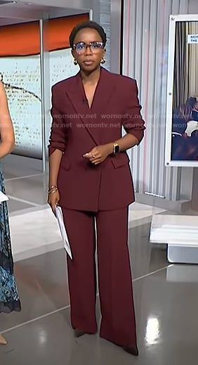 Zinhle’s maroon blazer and pants on NBC News Daily