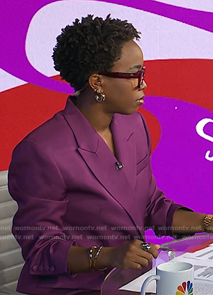 Zinhle’s purple blazer and pants on NBC News Daily