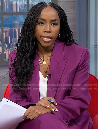Zinhle’s purple blazer and pants on NBC News Daily