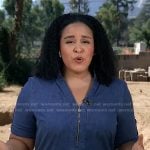 Elise Preston’s zip denim dress on CBS Evening News