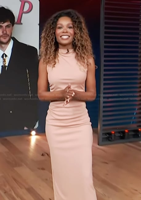 Zuri’s pink sleeveless dress on Access Hollywood