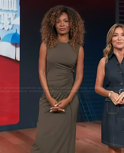 Zuri’s sleeveless ruched dress on Access Hollywood