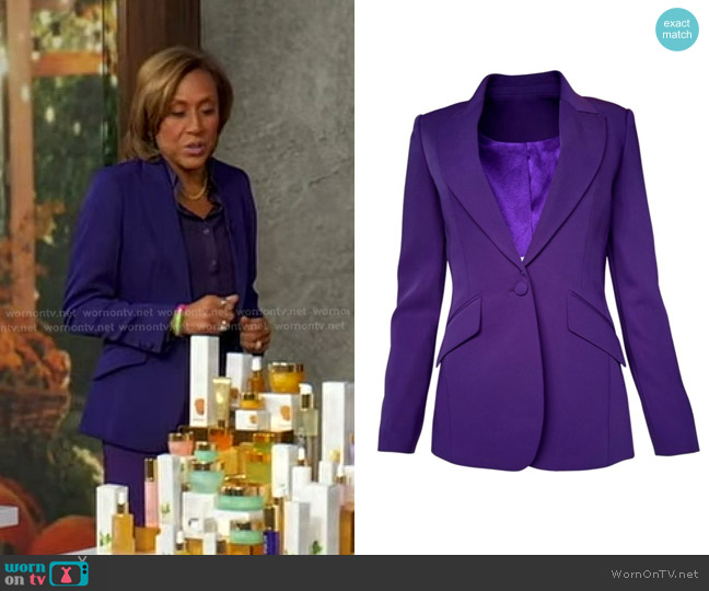 831 Minhle Revel Blazer in Dark Purple worn by Robin Roberts on Good Morning America