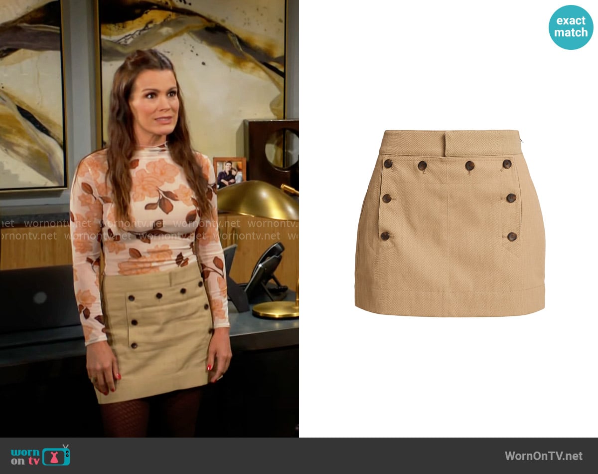 A.L.C. Elli Button-Front Miniskirt worn by Chelsea Lawson (Melissa Claire Egan) on The Young and the Restless