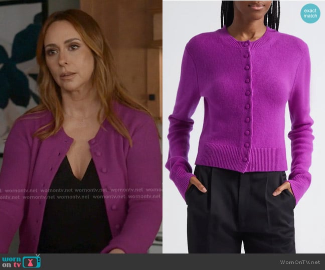 A.L.C. Skyler Cashmere Cardigan in Fuchsia worn by Maddie Kendall (Jennifer Love Hewitt) on 9-1-1
