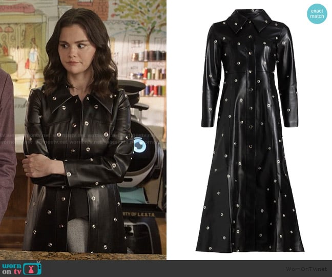 A.W.A.K.E Mode Snap Studded Faux Leather Coat worn by Mabel Mora (Selena Gomez) on Only Murders in the Building