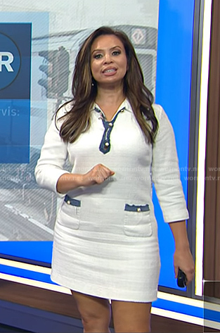 Adelle’s white denim-trim dress on Today