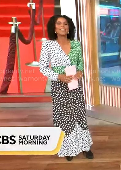 Adriana Diaz’s mixed print dress on CBS This Morning