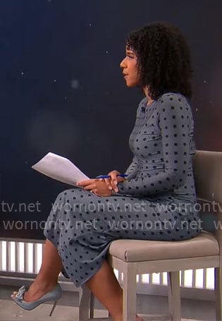 Adriana Diaz’s steel blue polka dot dress on CBS Mornings