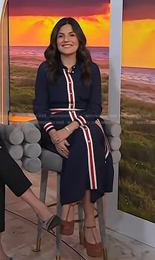 Adrianna’s brown ankle strap platform pumps on Today