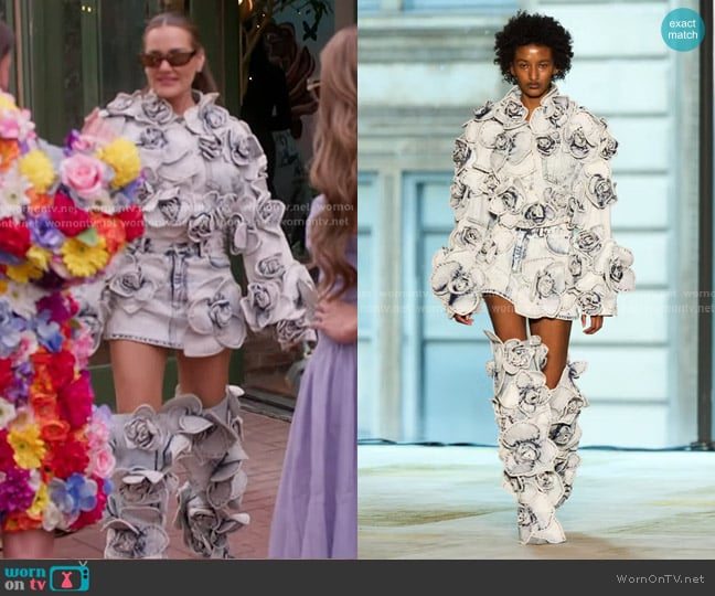 Aknvas Floral Cropped Denim Jacket worn by Meredith Marks on The Real Housewives of Salt Lake City