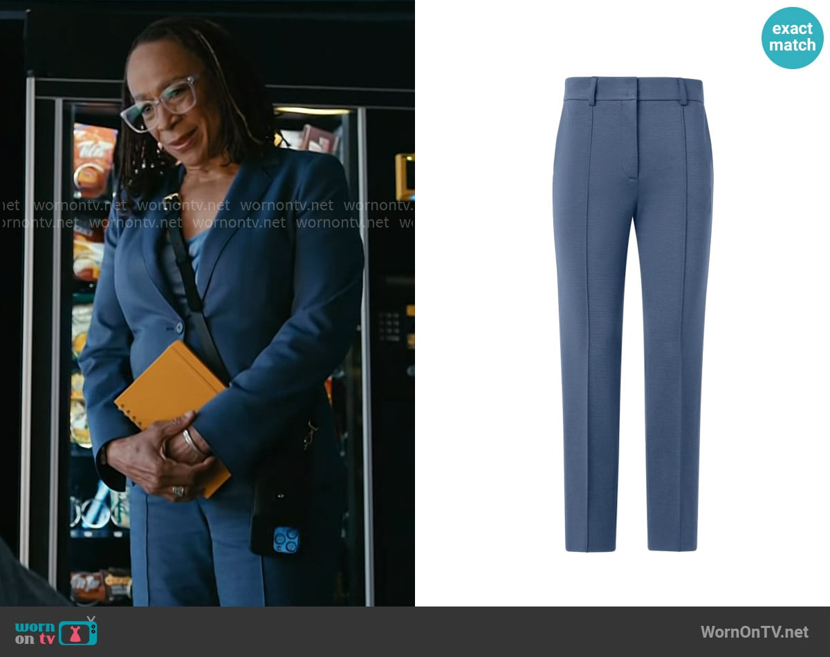 Akris Tapered Signature Jersey Pants in Granite Blue worn by Sharon Goodwin (S. Epatha Merkerson) on Chicago Med