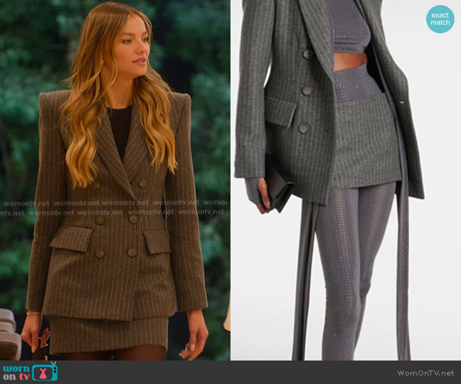 Alex Perry Pinstripe Low-rise Miniskirt worn by Alanna Gold on Selling Sunset