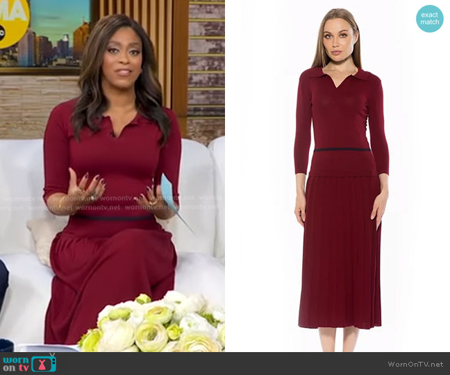 Alexia Admor Sable Dress in Burgundy worn by Morgan Norwood on Good Morning America