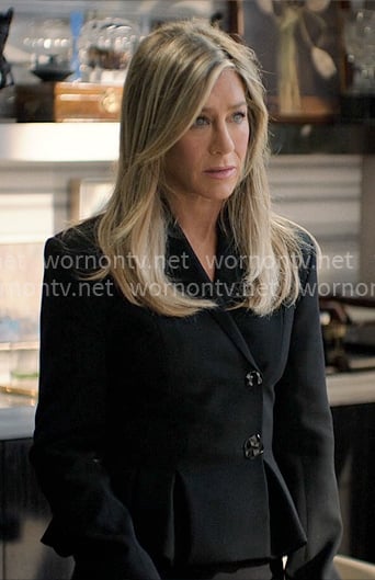 Alex’s black peplum jacket on The Morning Show