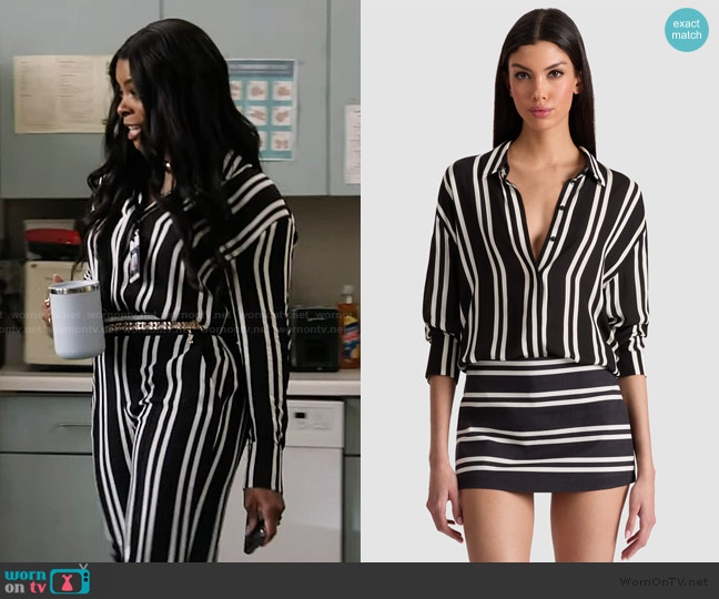 Alice + Olivia Dimitra Oversized Button Down worn by Ava Coleman (Janelle James) on Abbott Elementary