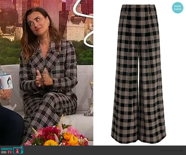 Alice + Olivia Eloise Plaid Wide-Leg Pants worn by Cote de Pablo on Sherri