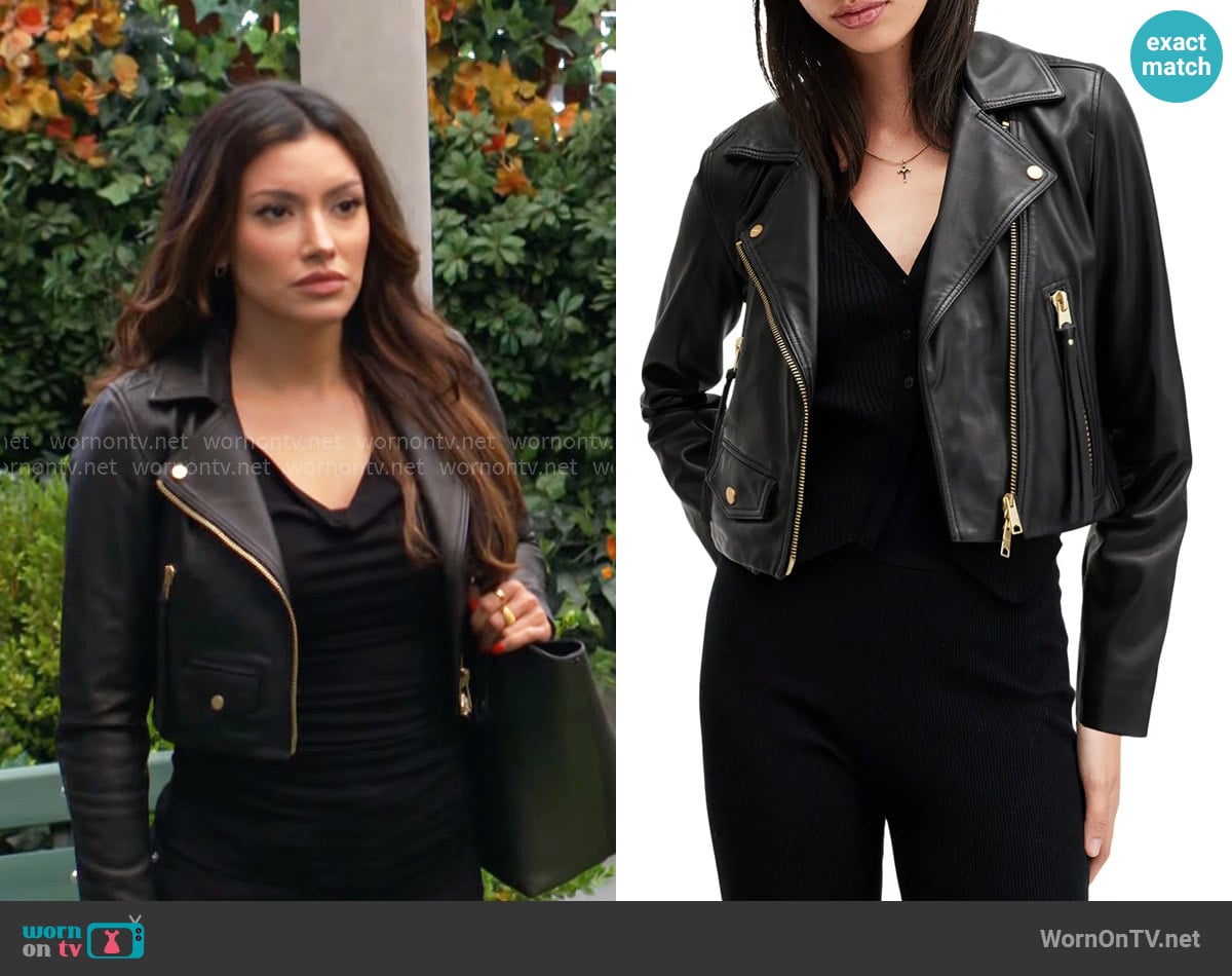 All Saints Elora Biker Jacket worn by Audra Charles (Zuleyka Silver) on The Young and the Restless