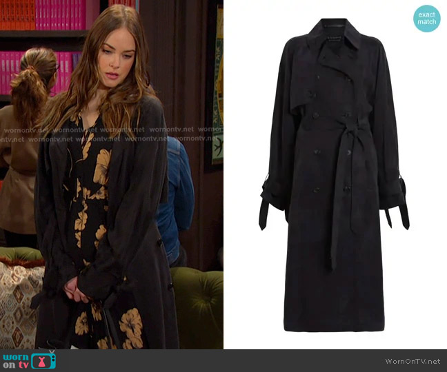 All Saints Kikki Trench Coat worn by Stephanie Johnson (Abigail Klein) on Days of our Lives