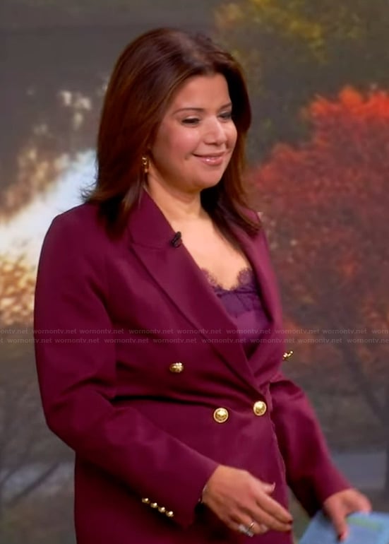 Ana’s burgundy double breasted blazer on The View