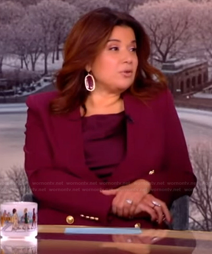 Ana’s burgundy double breasted blazer on The View