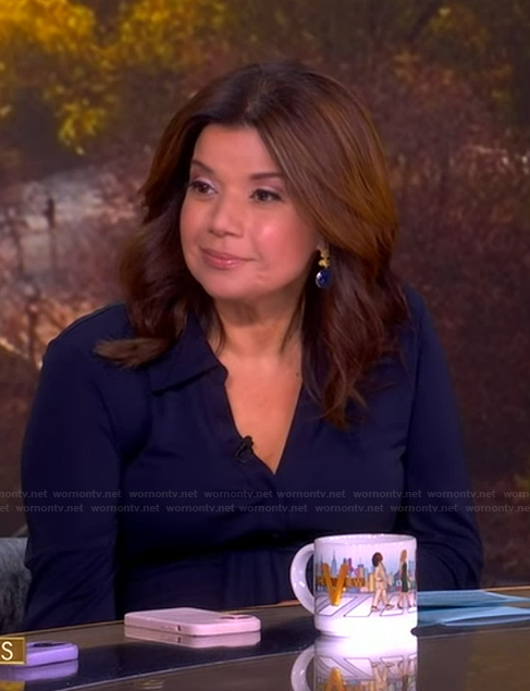 Ana’s navy drape dress on The View
