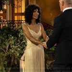 Andra Wicks’s yellow fringe dress on The Golden Bachelor