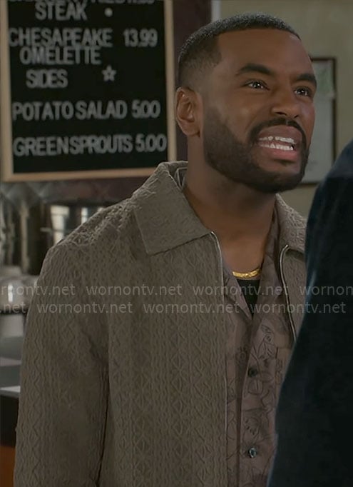 Andre’s textured jacket on Beyond the Gates