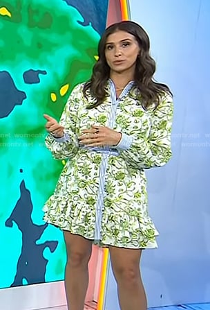 Angie Lassman’s green floral print mini shirtdress on Today