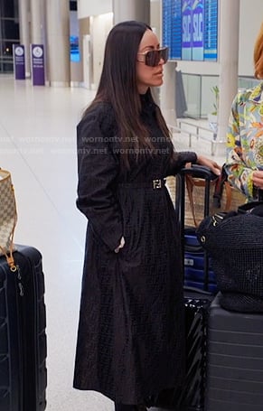 Angie’s black belted coat on The Real Housewives of Salt Lake City