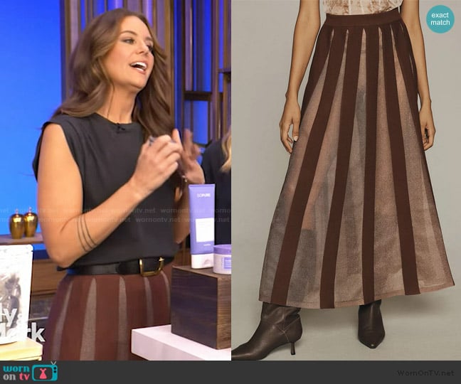 Anthropologie Sheer Pleated Maxi Skirt worn by Monica Mangin on Live with Kelly and Mark