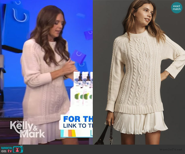 Anthropologie The Delphine Sweater Twofer Mini Dress worn by Monica Mangin on Live with Kelly and Mark