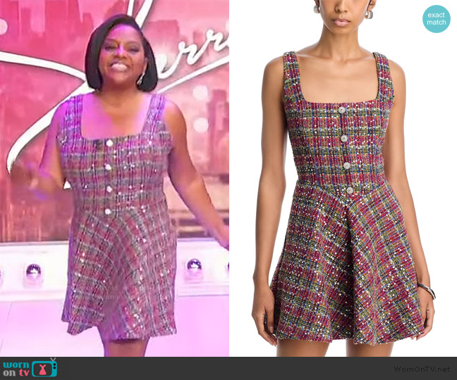 Aqua Sequin Tweed Mini Dress worn by Sherri Shepherd on Sherri