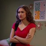 Ari’s red tee and check pants on Days of our Lives