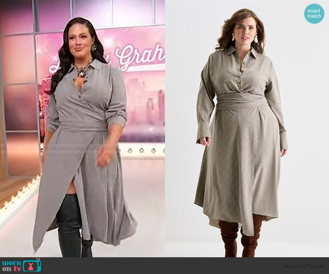 Ashley Graham Plus Long Sleeve Plaid Shirt Dress worn by Ashley Graham on Sherri