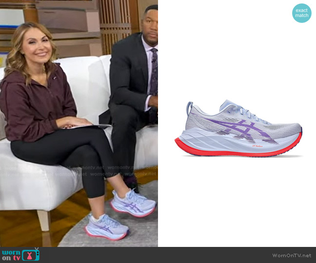 Asics Superblast 2 Running Shoes in Blue Fade/Edo Purple worn by Lori Bergamotto on Good Morning America
