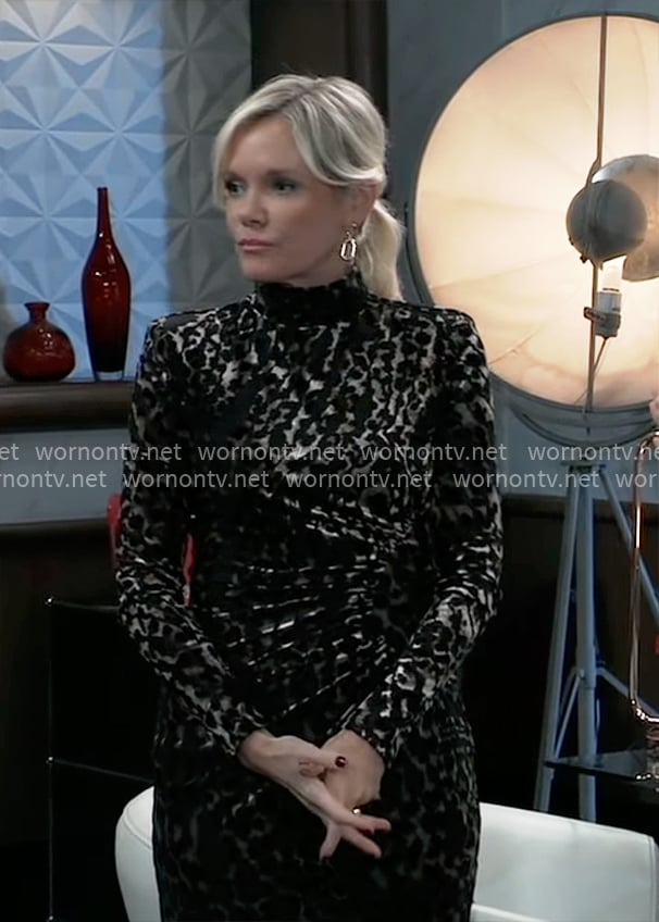 Ava’s velvet leopard dress on General Hospital