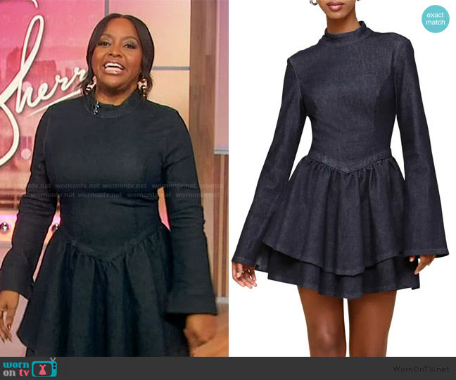 Avec Les Filles Long Sleeve Denim Minidress worn by Sherri Shepherd on Sherri