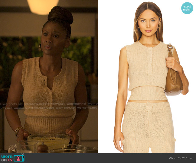 Aya Muse Soleil Top in Butter worn by Jax Stewart (Emayatzy Corinealdi) on Reasonable Doubt