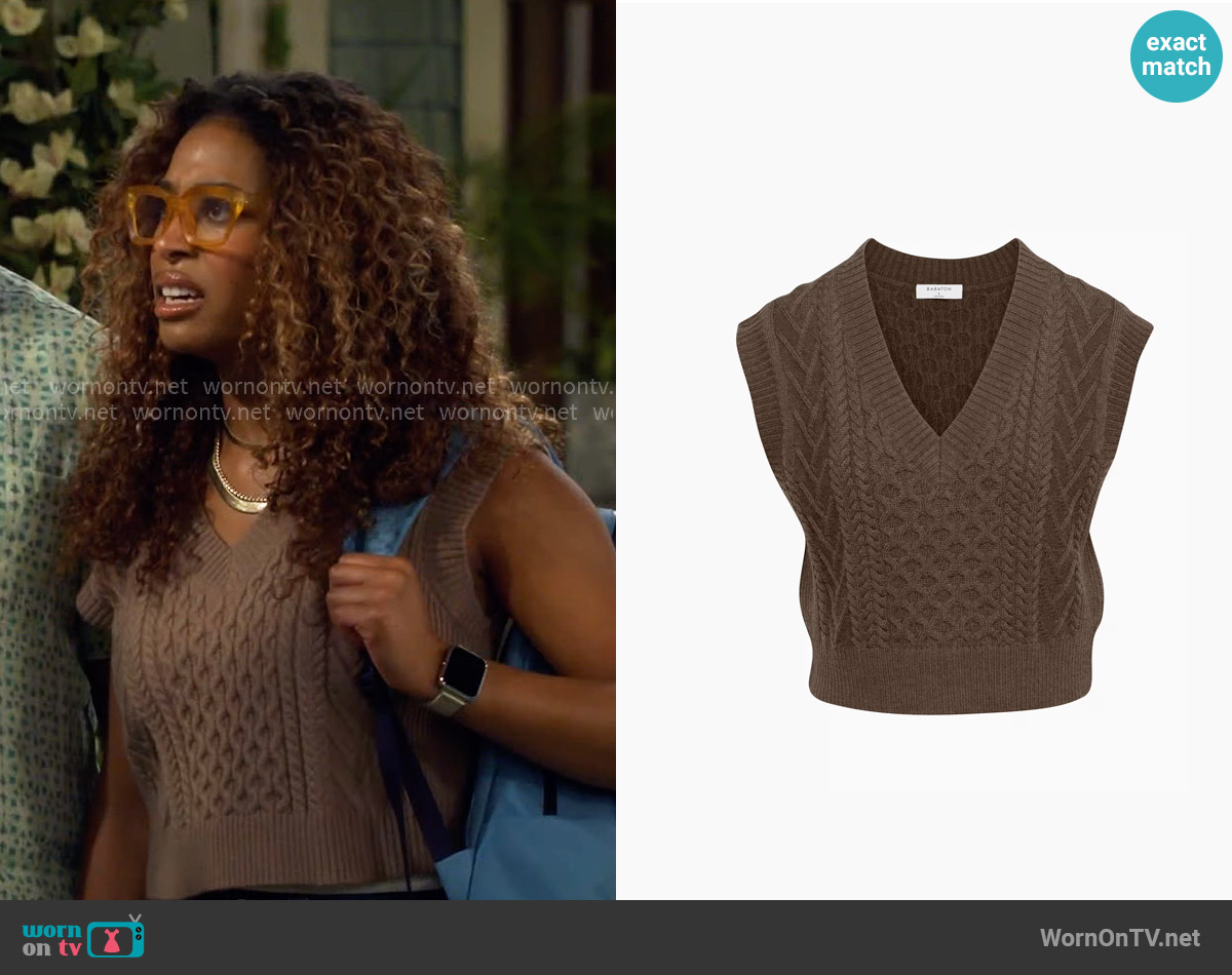 Babaton Emporia Merino Wool Sweater Vest worn by Courtney (Skye Townsend) on The Neighborhood