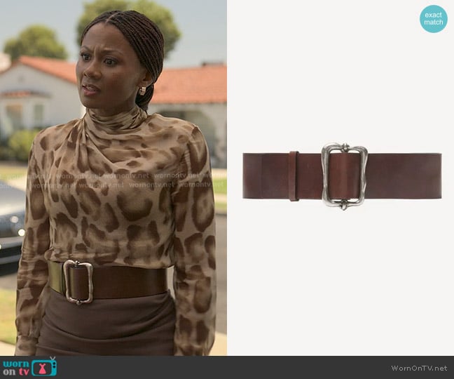 Ba&Sh wblaire Leather Wide Belt worn by Jax Stewart (Emayatzy Corinealdi) on Reasonable Doubt