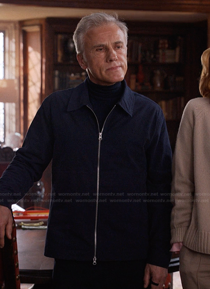 Bash’s blue jacket on Only Murders in the Building