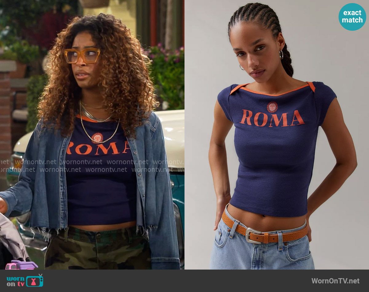 BDG Willow Roma Baby Tee worn by Courtney (Skye Townsend) on The Neighborhood
