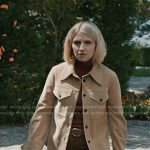 Sharon’s beige suede jacket on Elsbeth