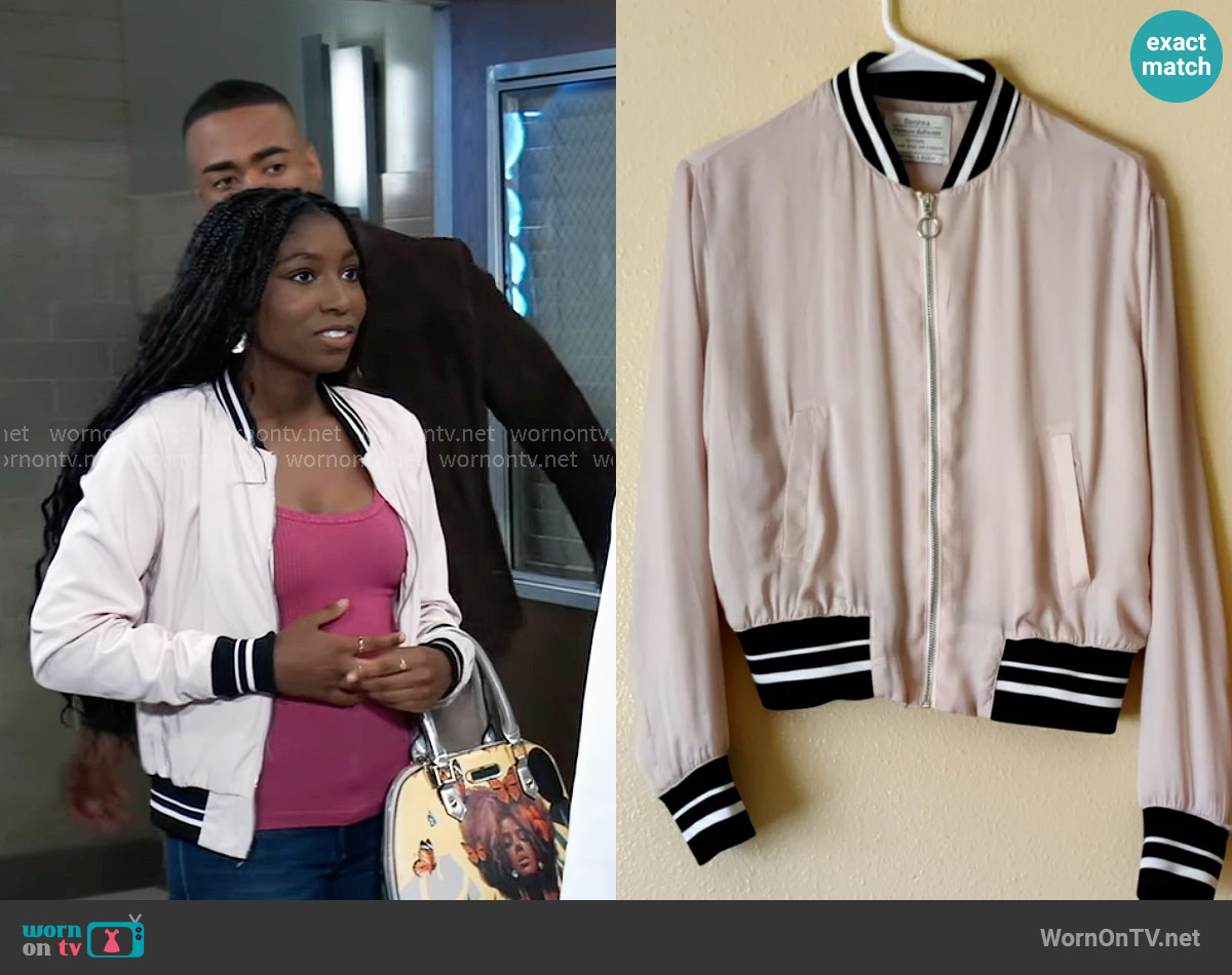 Bershka Light Pink Jacket worn by Trina Robinson (Tabyana Ali) on General Hospital