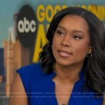 Rachel’s blue sleeveless jumpsuit on Good Morning America