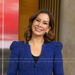 Rebecca’s blue knit cardigan on Good Morning America