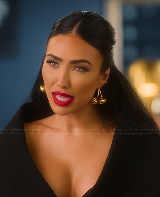 Bre’s gold cherry earrings on Selling Sunset