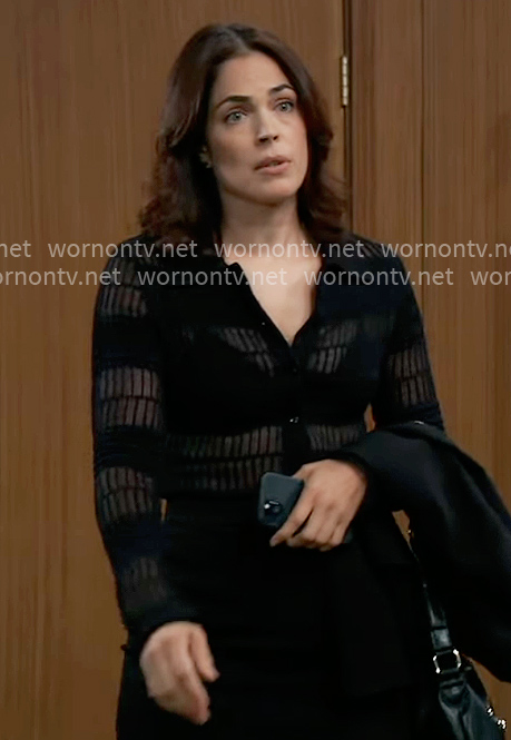 Britt’s sheer striped shirt on General Hospital